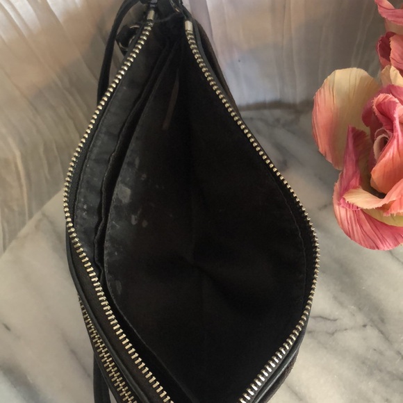 COACH black signature logo large wristlet wallet in canvas & w/ leather accents - Picture 8 of 15